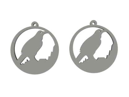 Boucles d'oreilles corbeau gris