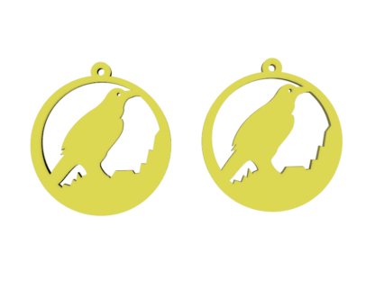 Boucles d'oreilles corbeau jaune