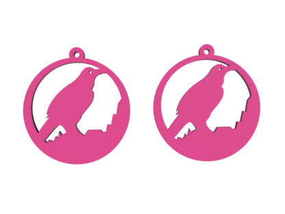 Boucles d'oreilles corbeau magenta