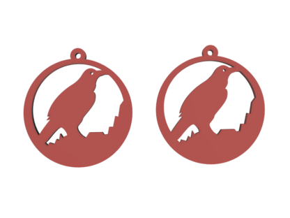 Boucles d'oreilles corbeau rouge