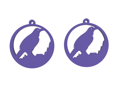 Boucles d'oreilles corbeau violet